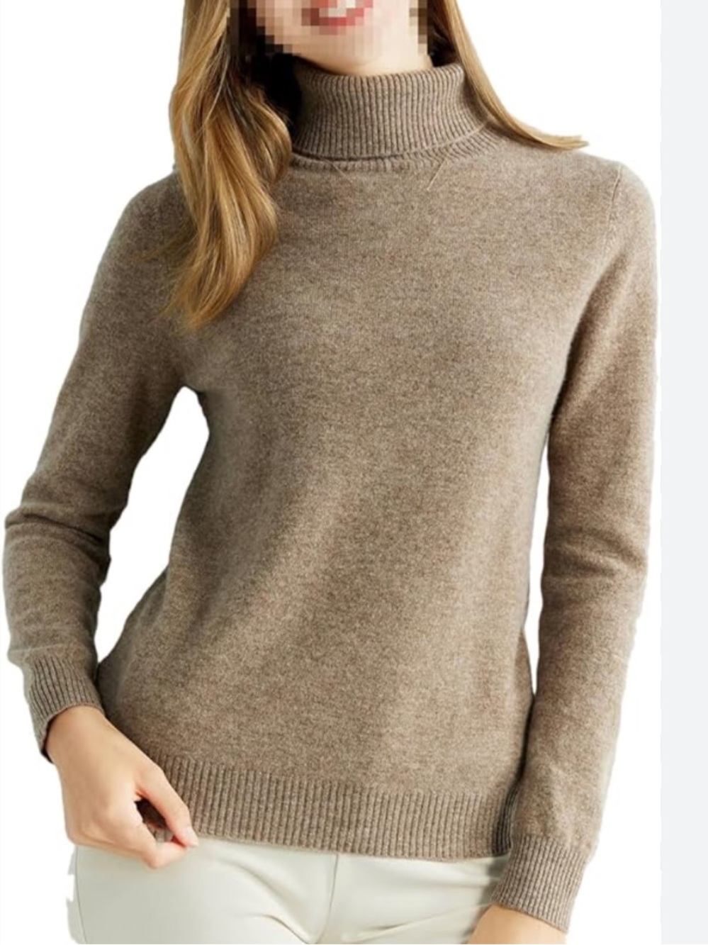 Hudson’s Bay 100% Cashmere Turtleneck Sweater Women Medium Beige Luxury